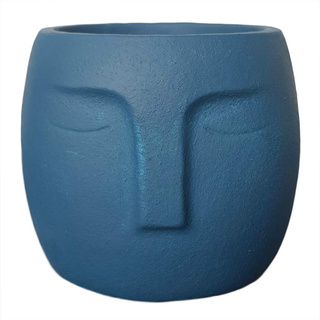 สินค้าขายดี💯 กระถางปูนหน้าคน บ้านปูนปั้น สีน้ำเงิน CEMENT PLANT POT BPP FACE BLUE สินค้าคุณภาพสูง