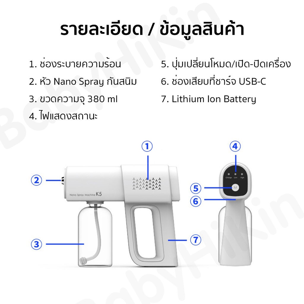 เครื่องพ่นฆ่าเชื้อ ปืนฆ่าเชื้อ ไร้สาย (ของแท้) Automatic Nano Spray ผ่านการรองรับมาตรฐานยุโรป