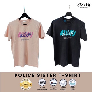 Police Sister T-Shirt เสื้อยืดสำหรับผู้หญิง สีพีช สีเทาเข้ม SS12