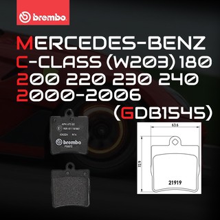 ผ้าเบรกหลัง BREMBO สำหรับ MERCEDES-BENZ C-CLASS (W203) 180 200 220 230 240 00-06 (P50072B)