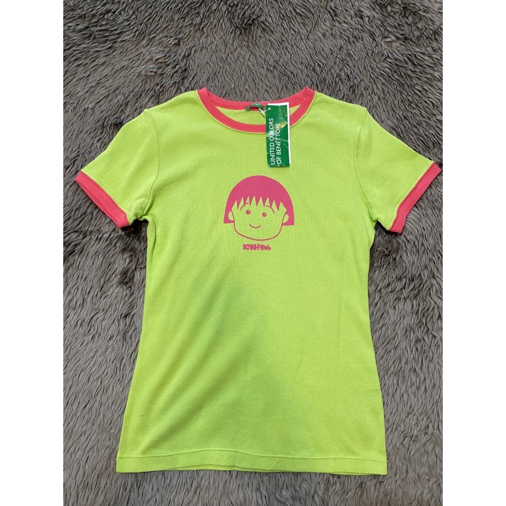 United color of Benetton เสื้อยืดสีเขียว สกรีนด้านหน้า ผ้า cotton 100% สินค้ามือ 1