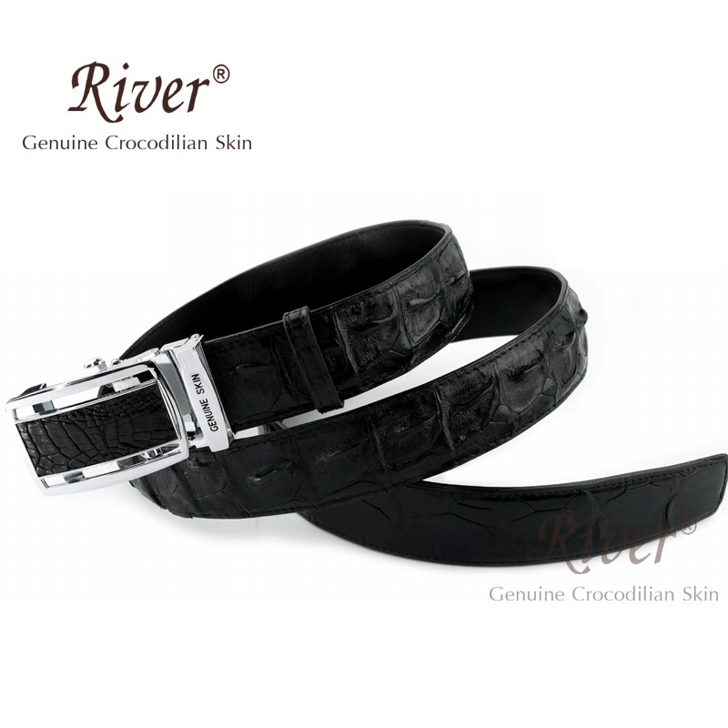 River เข็มขัด หนังจระเข้ แท้ ลายเกร็ดมังกร นำโชค
