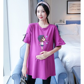 ชุดคลุมท้อง เสื้อ + กางเกงเลคกิ้งเอวมีสายปรับแบบกระดุม AA2702