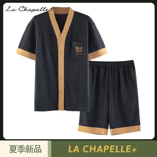 La Chapelle+ mens pajamas summer short-sleeved shLa Chapelle+Mens Pajamas Summer Short Sleeve Shorts Japanese Casual C