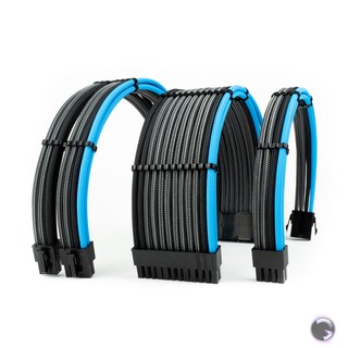 สายถักแต่งคอม [สีฟ้า-ดำ-คาร์บอน] [ExtensionSleeveCables] [รับประกัน 1 ปี] GalaxyWiringPC