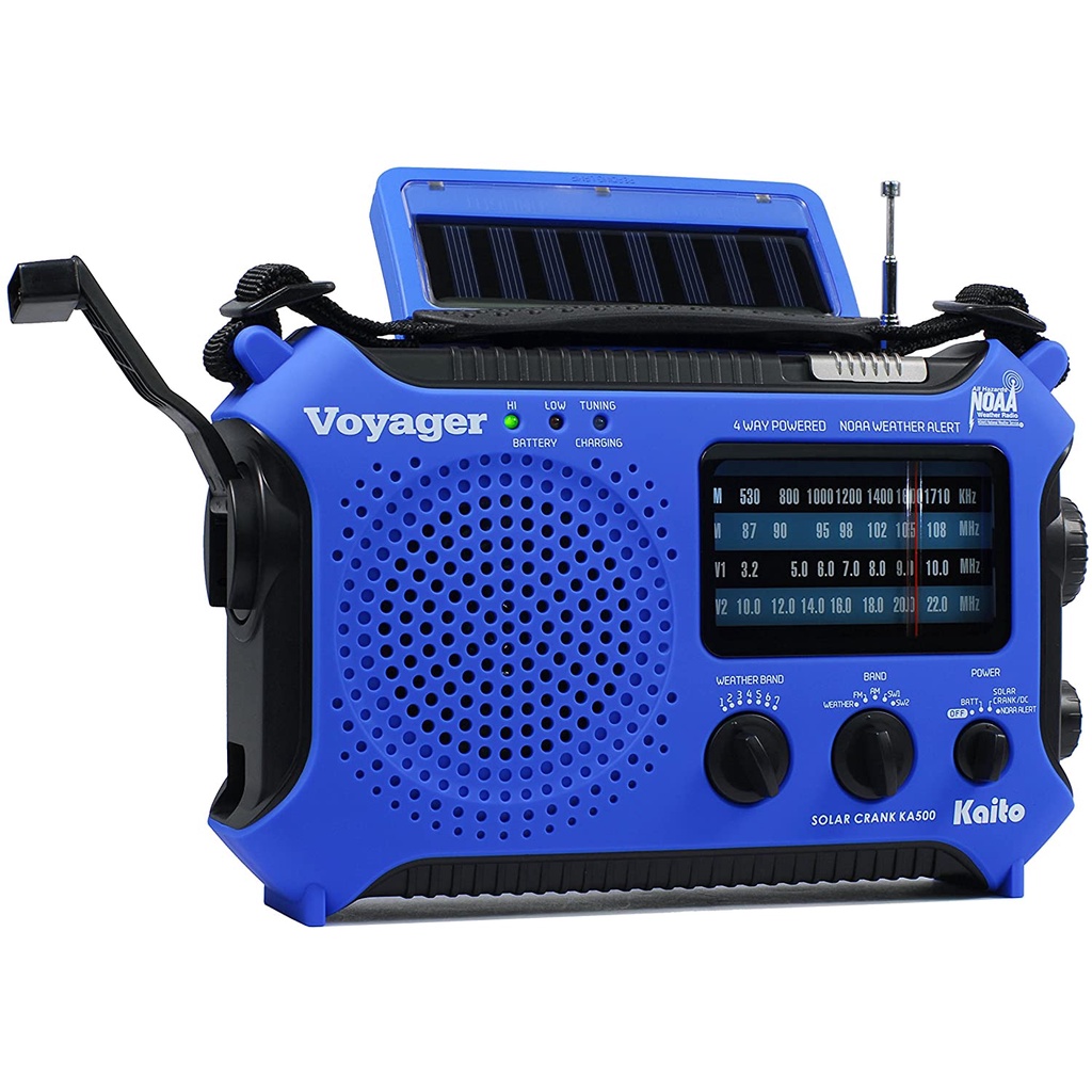 วิทยุมือหมุน USA Imported - Kaito KA500 5-way Powered Solar Power, Dynamo Crank Radio, Wind Up Emergency AM/FM/SW/NOAA