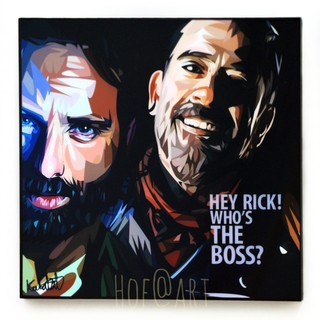 Rick Grimes &amp; Negan ริค กริมส์ &amp; เนแกน ซีรีส์ The Walking Dead เดอะวอคกิ้งเดด series รูปภาพ​ติดผนัง pop art กรอบรูป