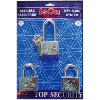 กุญแจคีย์อะไลท์ ISON 877CP40/3 40 มม. สีโครเมียม 3 ตัว/ชุดISON 40MM877CP40/3 CR KA PADLOCK 3EA/SET