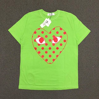 เสื้อยืดพิมพ์ลายหัวใจ PLAY COMME DES GARCONS CDG POLKADOT สีเขียว