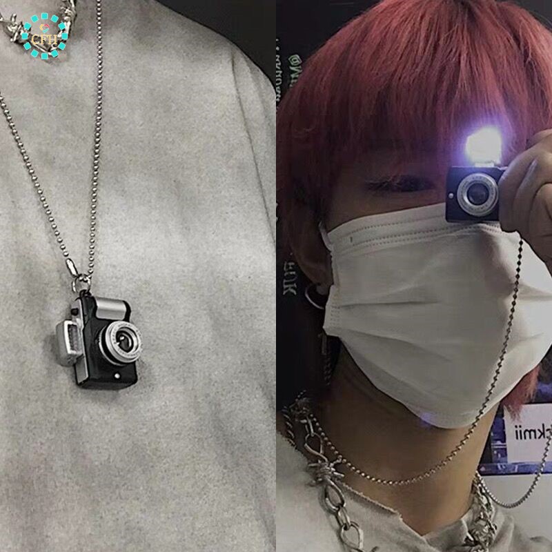 cfhกล้องสร้อยคอหญิงเกาหลีที่เรียบง่ายฮิปฮอปสร้อยคอแฟชั่นยอดนิยมนักเรียนคู่สุทธิสีแดงจี้เครื่องประดับ