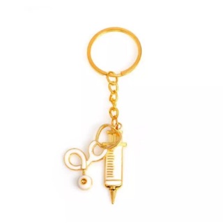 Steth Syringe Chain พวงกุญแจคุณหมอ เข็มฉีดยา หูฟังสเต็ท