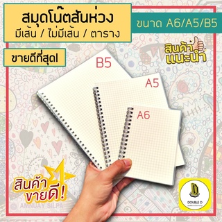 สมุดโน๊ตสันห่วง สมุดโน๊ตริมลวด สมุดสันห่วง สมุดมินิมอล ปกใส A6 A5 B5 สมุดโน๊ตมีเส้น เส้นกราฟเส้นตาราง SWATGadget DoubleD