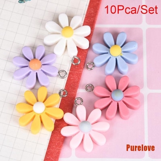 Sun FLOWER จี้เรซิ่น รูปดอกเดซี่ สําหรับทําเครื่องประดับ Diy จํานวน 10 ชิ้น ต่อชุด