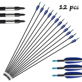 AMEYXGS 12 Pcs 31" Archery Carbon Arrows SP700 Turkey Feathers Recurve Compound Bow Hunting