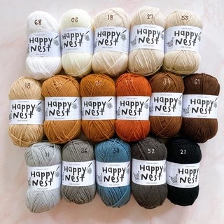 Happynest ไหมพรม คอตตอนนม milk cotton yarn 4 ply (สีขาว ครีม น้ำตาล เทา ดำ)
