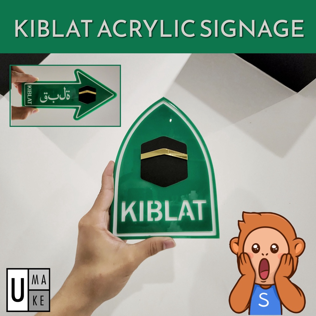 Penunjuk Arah Kiblat / Qiblat Sign / Penanda Kiblat Jenis Acrylic Akrilik (Ready Stock)