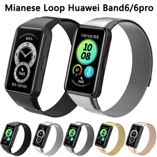 สายแสตนเลส For Huawei band 6/honor band 6/6Pro สายแม่เหล็ก สายนาฬิกาข้อมือสำหรับ For Huawei Watch Fit สายนาฬิกาข้อมือสแตนเลส