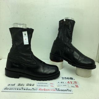 รองเท้าฮาฟ มีซิปข้าง Half boots with side zip หนังสีดำ มือสอง นำเข้า เกาหลี