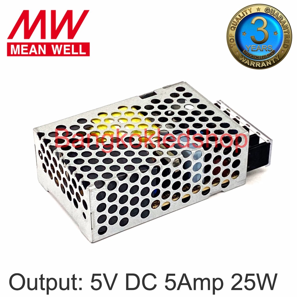 สวิตซ์ชิ่งพาวเวอร์ซัพพลาย RS-25-5  5A 5V 25W POWER SUPPLY MEAN WELL  ยี่ห้อมีนเวล หม้อแปลงสำหรับแอลอีดี รุ่นตะแกรง ราคา ถูกที่สุด ดีลบีเคเค แกลเลอรีภาพที่ 5
