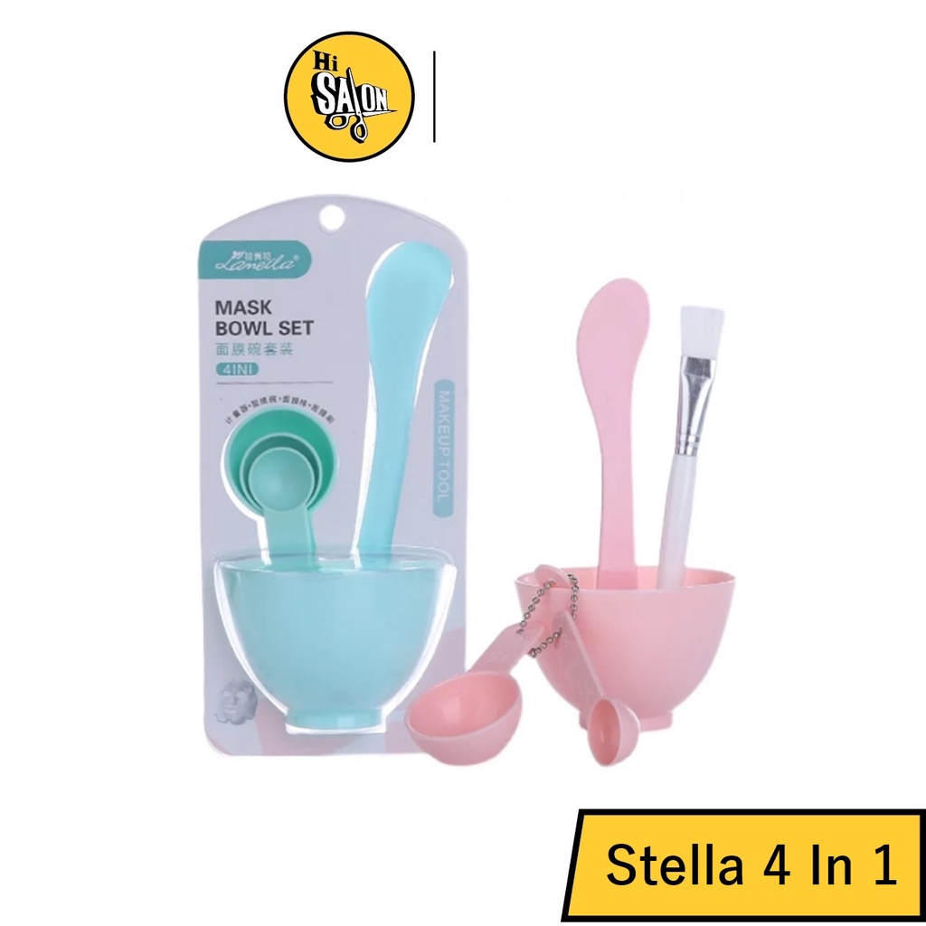 ถ้วยผสมครีมมาส์ก ชุดถ้วยผสมมาส์กหน้า (คละสี) พร้อมไม้พาย แปรง และช้อนตวง Stella 4 In 1 MASK BOWL SET