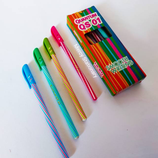 12 ชิ้น - ปากกาเกลียว Quantum QS 01 - ปากกาลูกลื่นสีดําควอนตัม - 1 แพ็ค 12 ชิ้น