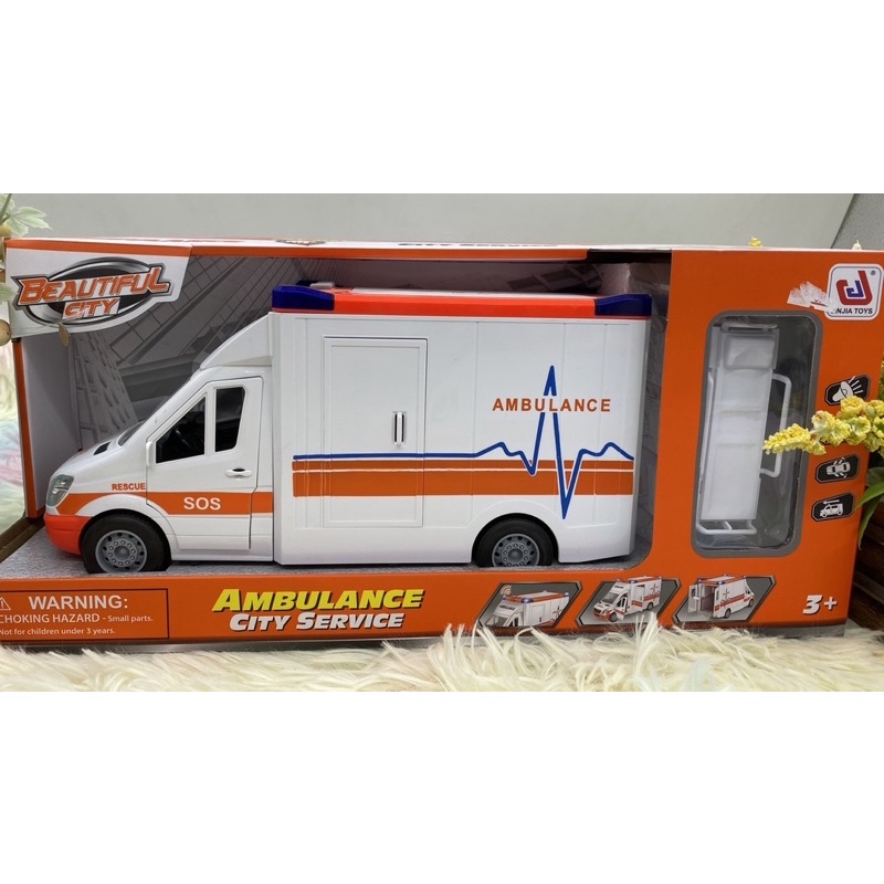 🔥ของเล่นเด็ก รถพยาบาล รถ Ambulance  รถหมอ รถหว๋อ รถพยาบาลมีเสียง ของเล่นเด็กเสริมพัฒนาการ รถพยาบาลทรงสี่เหลี่ยม - รูปที่ 5