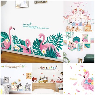 🌸พร้อมส่ง🌸[Sticker DIY] Flamingo ฟลามิงโก้ สัตว์น่ารักหลากหลาย สติ๊กเกอร์ติดผนัง 🌸