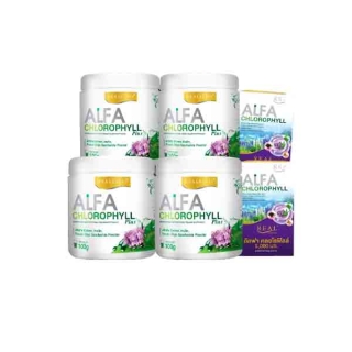 Real Elixir Alfa Chlorophyll Plus ( คลอโรฟิลล์ ) บรรจุ 100 กรัม - เซต 4 กระปุก แถม 2 กล่อง