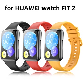 สายนาฬิกาข้อมือซิลิโคน หัวเข็มขัดโลหะ แบบเปลี่ยน สําหรับ Huawei Watch Fit 2 Huawei Watch Fit2