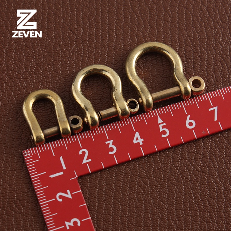 ทองเหลืองแข็งโบว์กุญแจมือ D-Ring Chain Hook Fob Key Joint เชื่อมต่อ D-Ring สกรู Pin Rigging หนังหัตถกรรมฮาร์ดแวร์ Pack