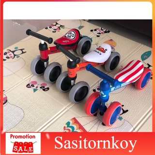 sasitornkoy รถหัดเดินราคาถูก รถหัดเดินเด็กอ่อน งตัว จักรยานฝึกทรงตัว 4 ล้อ แถมฟรี อุปกรณ์เซฟตี้จำนวน6ชิ้น รถหัดเดินวงกลม