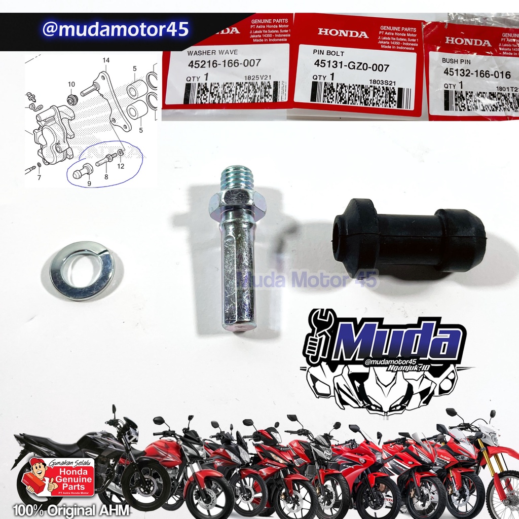 ปากกายางชุดเล็บ CALIPER CBR150R CB150R เบรคหลักคลัตช์คลัตช์ BUSH PIN TIGER VERZA MEGAPRO CBR CB 150 