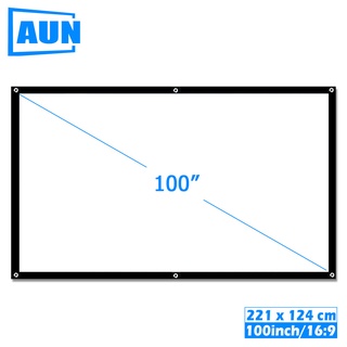 หน้าจอโปรเจ็กเตอร์ AUN 100 นิ้ว 16:9 สอนการประชุมที่บ้านจอฉายภาพความละเอียดสูง