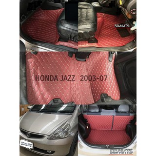 HONDA JAZZ GD ปี2003-07 พรมปูพื้นรถยนต์6D สีไวน์แดง พรม6D QJ VIP เต็มคัน 6ชิ้น