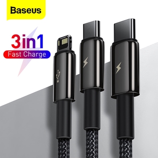 IPHONE ANDROID Baseus 1 . 5 ม. 3 In 1 สายเคเบิ้ล Usb Type C สําหรับโทรศัพท์มือถือ Samsung Xiammi Usbc