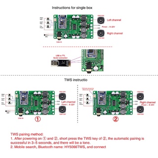 Rr บอร์ดขยายเสียงสเตอริโอ บลูทูธ 5.0 20W 30W TWS AUX รองรับพอร์ตอนุกรมการโทร เพื่อเปลี่ยนชื่อ โมโน