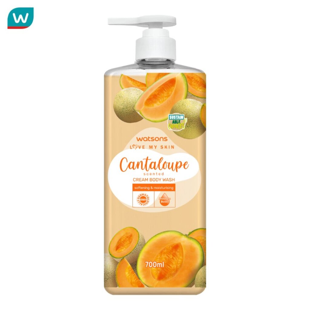 Watsons วัตสัน เลิฟ มาย สกิน แคนตาลูป เซ็นทิด ครีม บอดี้ วอช 700มล.