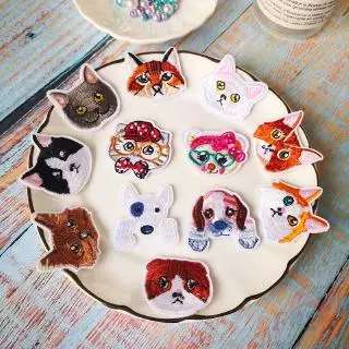 แพทช์ป้ายปักผ้าลาย best friends - cat & dogs diy สําหรับเย็บปักตกแต่งเสื้อผ้า 1 ชิ้น
