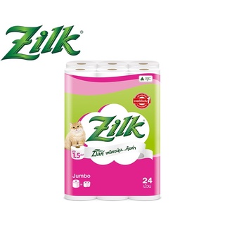 Zilk ซิลค์ จัมโบ้ กระดาษทิชชูม้วน หนา 2 ชั้น 24 ม้วน ความยาวรวม 499.2 เมตร (ม้วนละ 20.8 เมตร)