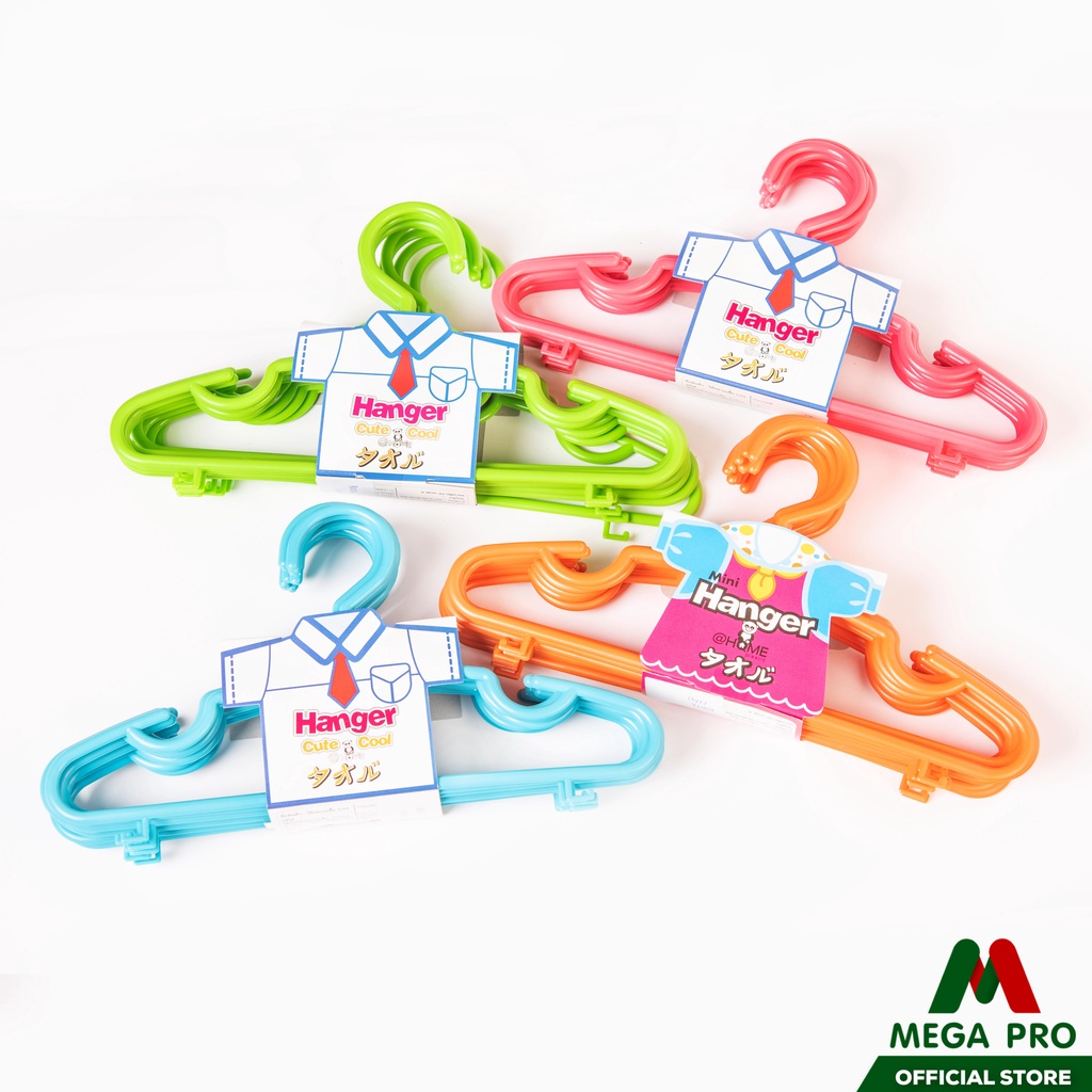 Megapro – (คละสี)ไม้แขวนหมีS 1*10 ไม้แขวนเสื้อพลาสติก แพ็ค 10 ชิ้น ขนาด 29*15 – โปรปัง