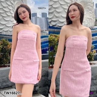 SS16627 Dress เดรสสั้น เกาะอกงานซับในทั้งตัว ซิปหลัง+ยางยืด..