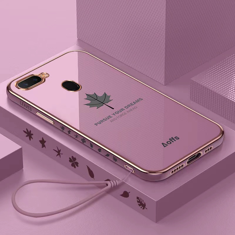 กรณี OPPO A54 4G A16 4G A52 F11 A92 A91 A53 F9 F9Pro A33 Reno3 F15 ขอบตรง 90 °ใบเมเปิ้ลเคสป้องกัน