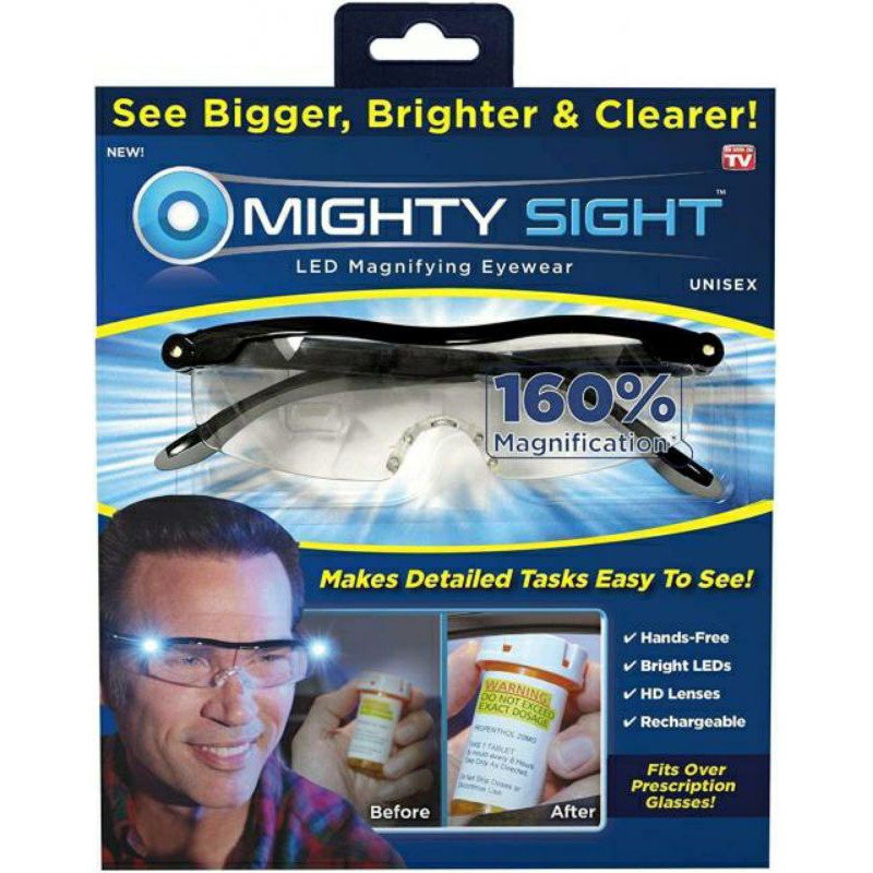 Mighty sight glasses แว่นขยายไร้มือจับ 160% LED