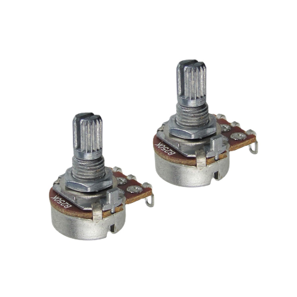 Fleor 2PCS สั้นเพลามินิกีตาร์ Potentiometer A500K /B500K/A250K/B250K หม้อ 15 มม.