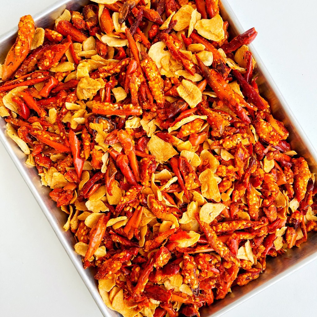 พริกกรอบทอดกระเทียม พริกทอดกรอบ + กระเทียมแผ่น พริกคั่วงา 2ความอร่อยที่ลงตัว By SP FOODS - รูปที่ 7