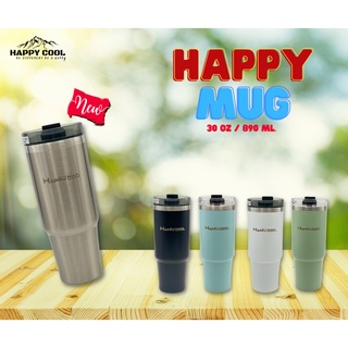 แก้วสแตนเลสสูญญากาศ เก็บอุณหภูมิ SUS304 TYESO Happy Mug ขนาด 30ออนซ์/890ml เก็บความเย็น 12-24 ชม.