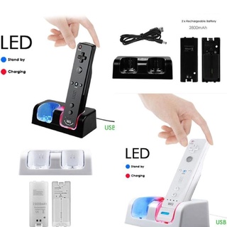 ¤✿❡[Stock8] แท่นชาร์จแบตเตอรี่ 2800Mah 2 ชิ้น สําหรับรีโมตคอนโทรล wii