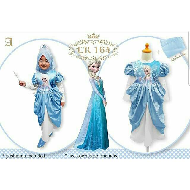 LR 164 A Elsa Frozen Gamis Dress ไซส์ 95/2y, 9y, 10y, 13y