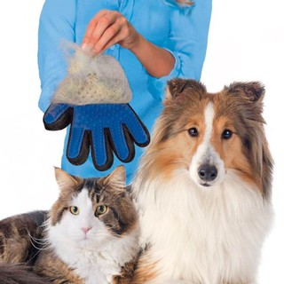 ถุงมือแปรงขนหมา ถุงมือแปรงขนแมว ถุงมือลูบขนแมว Truetouch Dog Cat Grooming glove for cats wool glove Pet Hair