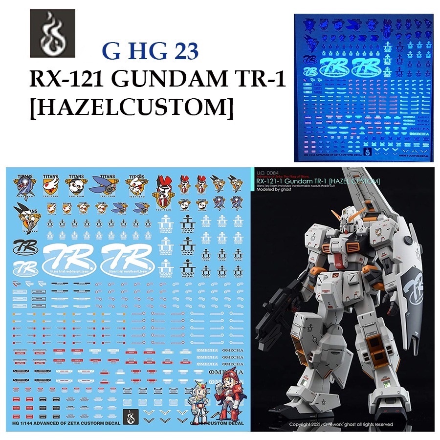 ดีคอลน้ำ [GHOST] HG 23 s RX-121 GUNDAM TR-1 [HAZEL CUSTOM] HG 1/144 ADVANCED OF ZETA (HIQ Water Decal) GHG23 GHG 23 HG23
